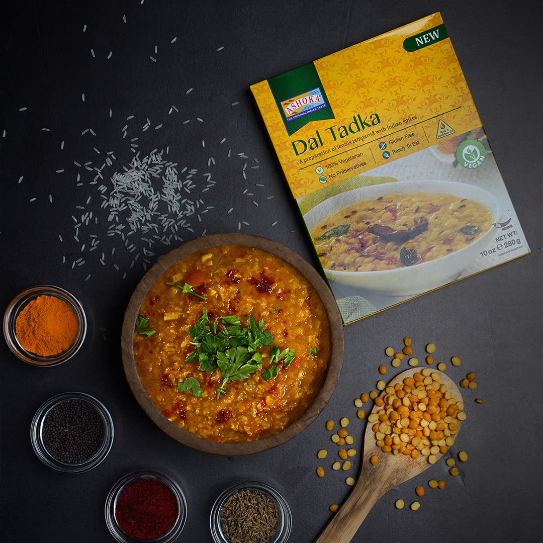 Ashoka Meals 1932, Plant-Based Lentils Curry, All-Natural Ready to Eat Meals, Authentic Dal Tadka, Portable Indian Food, Great f