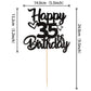 YCTHUNFISH 35th Birthday Cake Topper Glitter Heart Star Black Bamboo Decoration