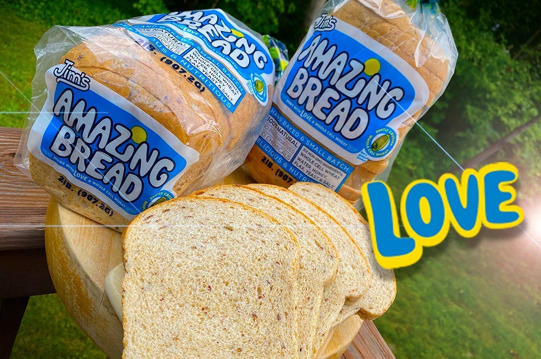 Jims Amazing Bread -  Sliced Whole Wheat Bread 2Lb  Gluten Inactive Whole Cell Wheat  5 Grams Of Fiber 6 All-Natural Ingredients