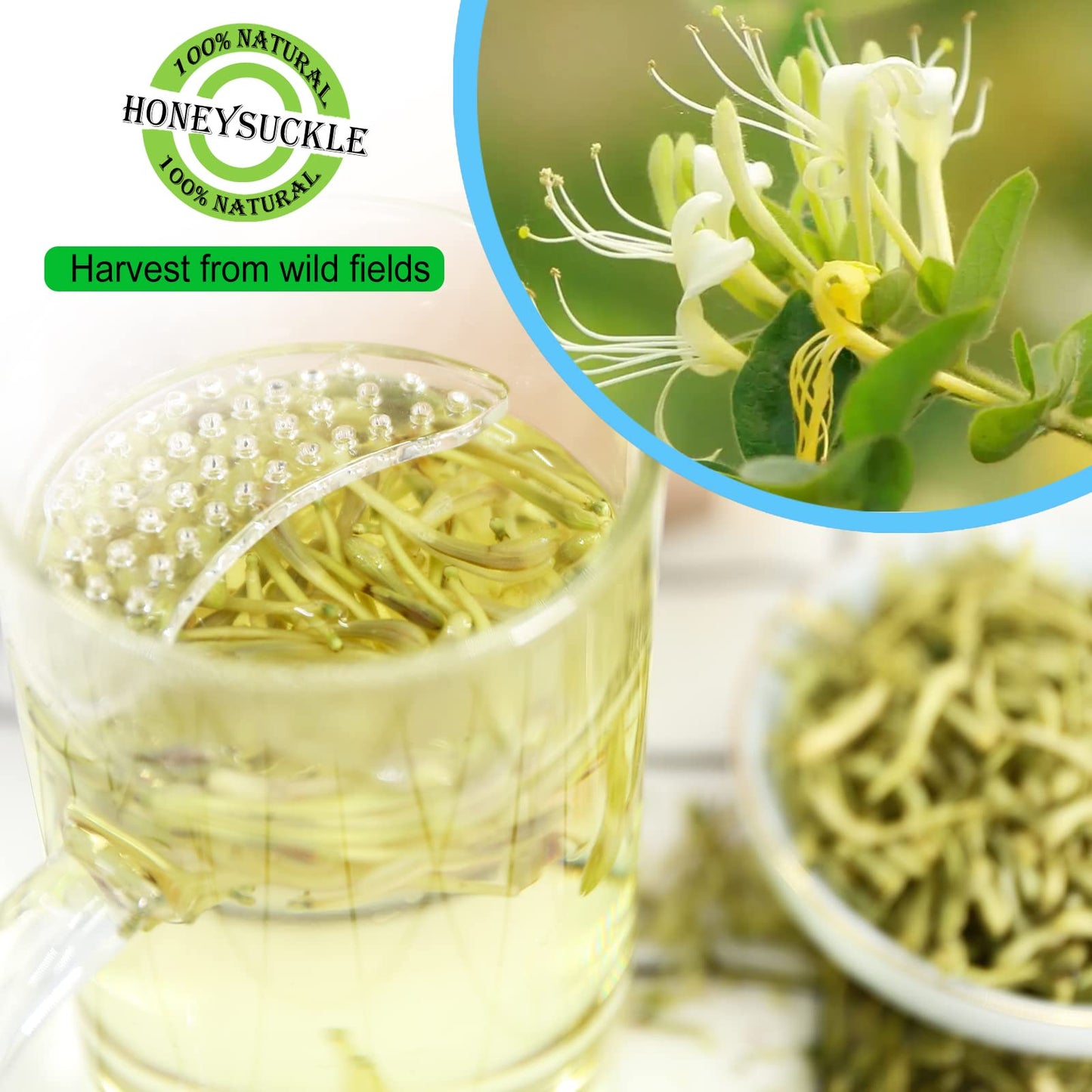 Jarteela Dried Honeysuckle Flower Tea - Non-GMO, Caffeine-Free, 3oz/85g