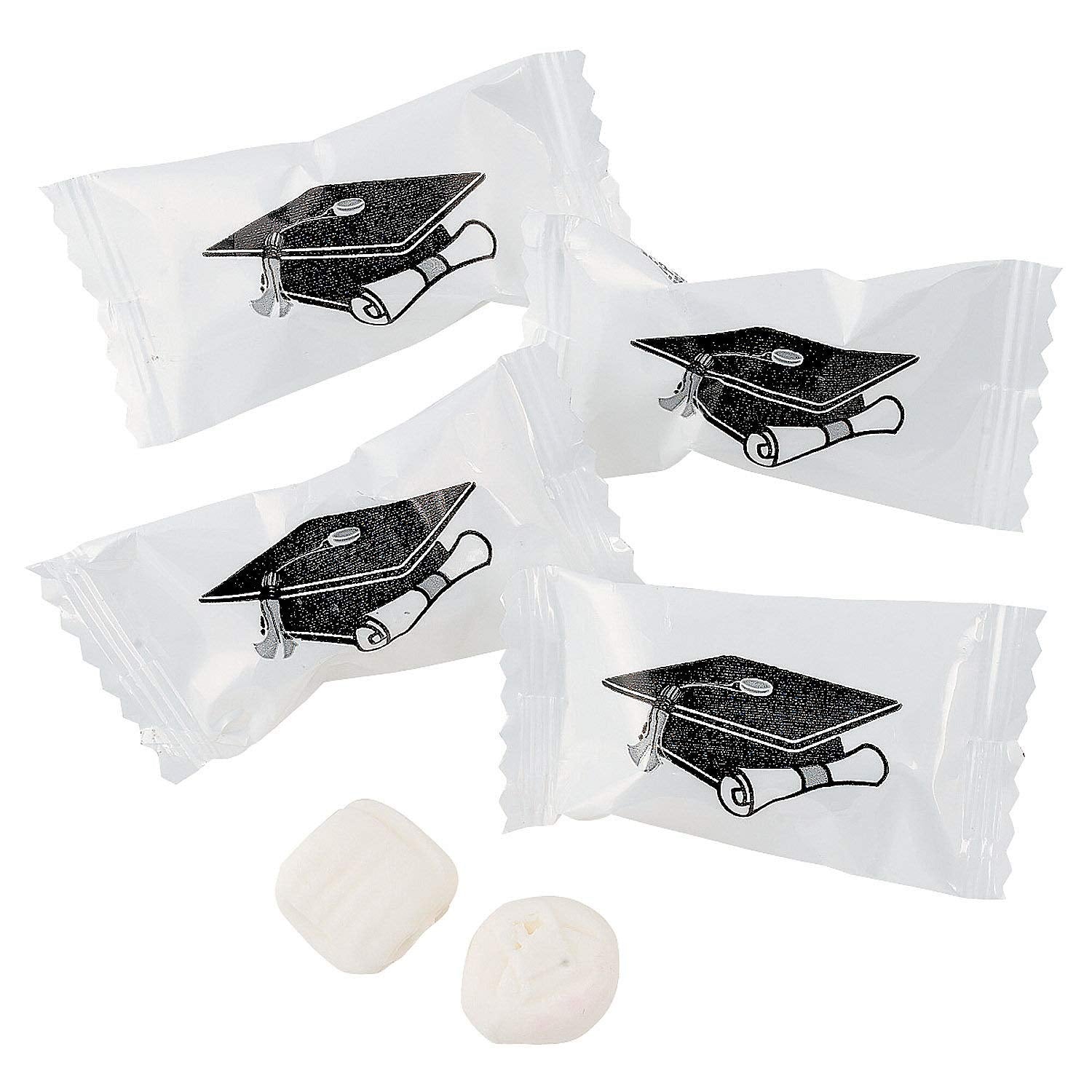 Graduation Buttermints, Graduation Party Candy, Candy Buffet, 108 Pieces, Individually Wrapped Pieces (White)