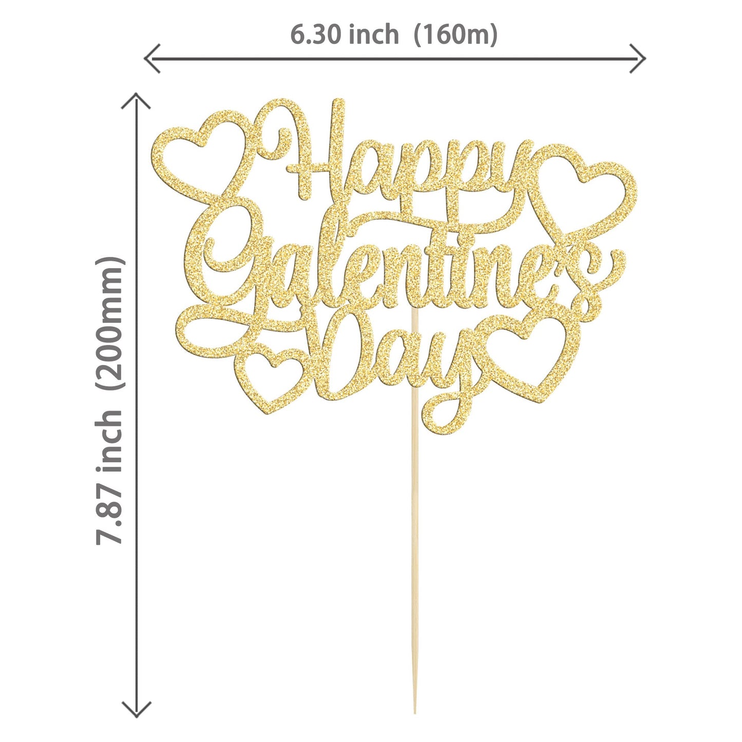 1Pc Happy Valentine'S Day Cake Topper Gold Glitter Valentine'S Day Cake Topper Decorations For Valentine'S Day Theme Wedding Eng