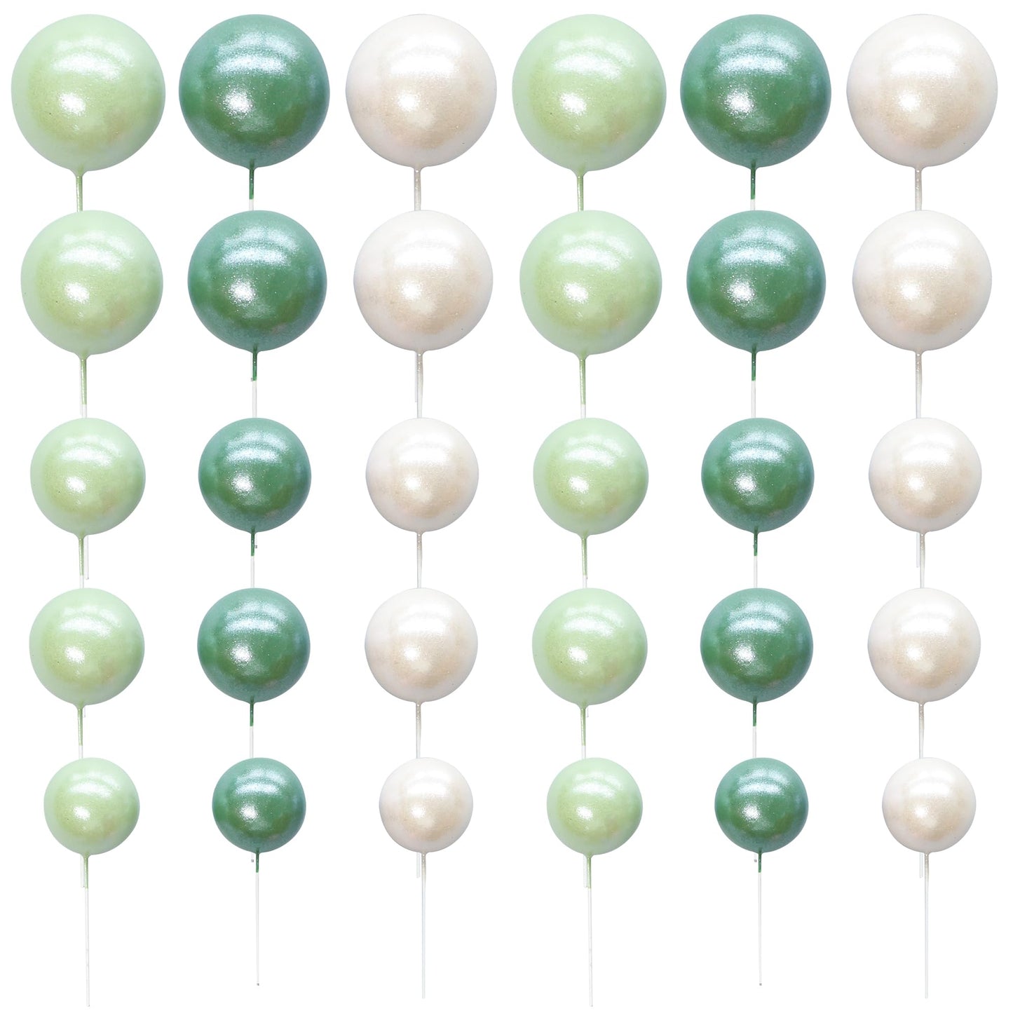 Ephlyn 30Pcs Ball Cake Picks Colorful Ball Shaped Cake Topper Pearl Balls Cupcake Cake Insert Topper For Birthday Party Wedding