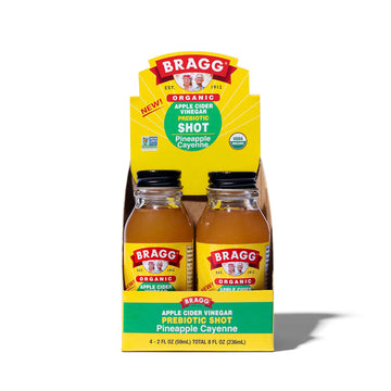 Bragg Organic Apple Cider Vinegar Shot, Pineapple Cayenne, 2 Fl Oz, Pack of 4, Natural