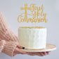 Bytorjar First Holy Communion Cake Topper, Gold Glitter, Model AA--0845, for Baptism, Christening, Baby Shower, Birthday Decorations