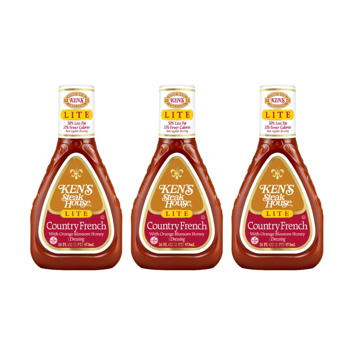Ken's Steak House Lite Country French with Orange Blossom Honey Dressing, 16 Fl Oz (Pack of 3)