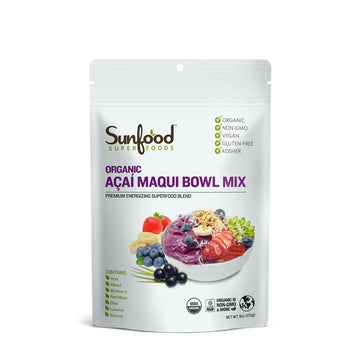Sunfood Superfoods Organic Acai Maqui Bowl Mix - Acai Powder Organic, Acai Powder for Smoothie Bowles, Maqui Powder Organic, Maq