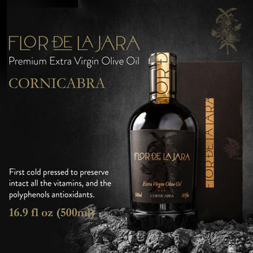 Flor De La Jara Premium Extra Virgin Olive Oil From Spain, First Cold Pressed, Polyphenol-Rich, Monovarietal Cornicabra, Hand-Ha