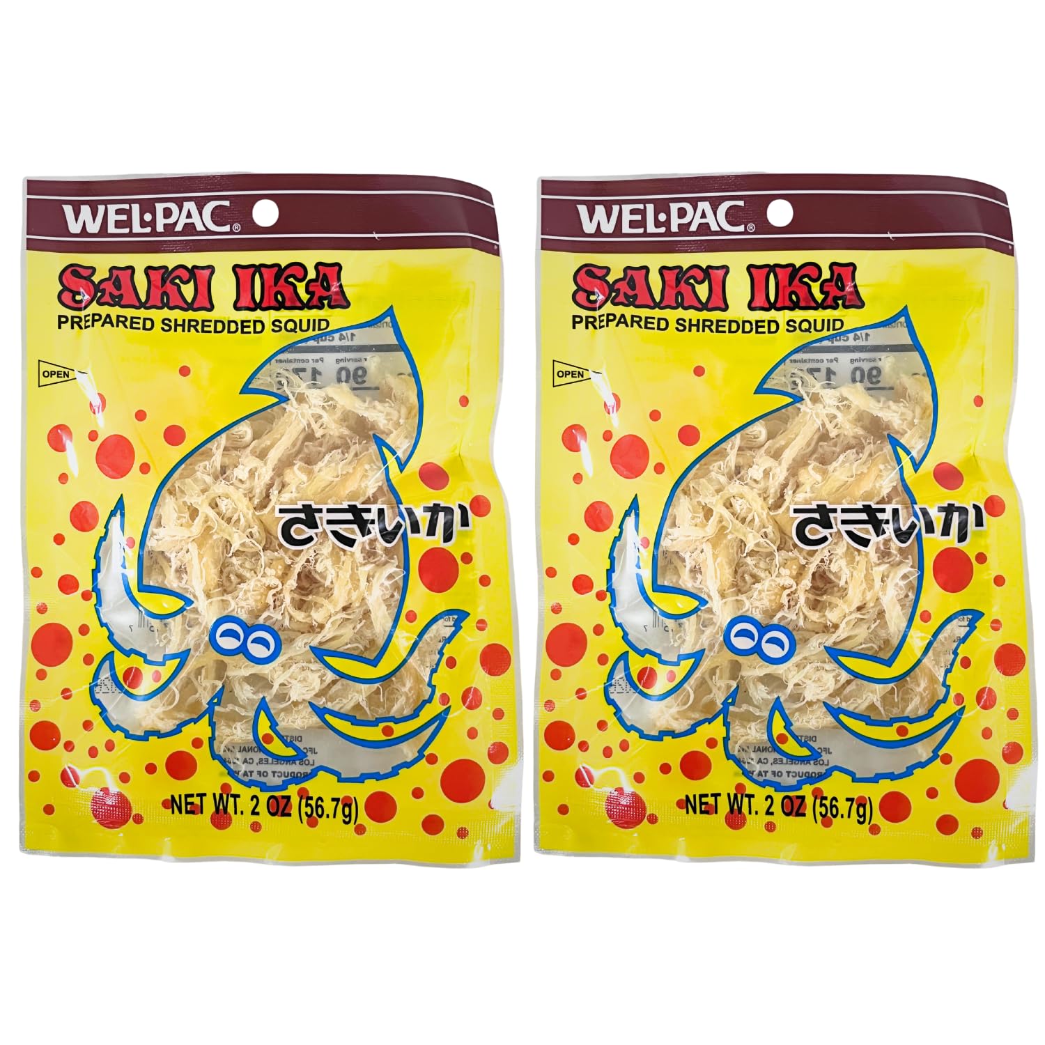 Japanese Welpac Saki Ika Prepared Shredded Dried Squid 2 oz (2 pack)