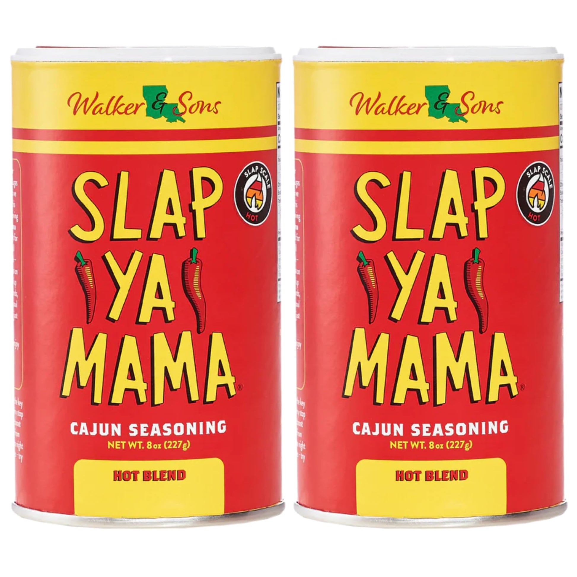 SLAP YA MAMA Hot Blend Cajun Seasoning, All Natural, 8 oz Can, Pack of 2, Gluten-Free, Kosher