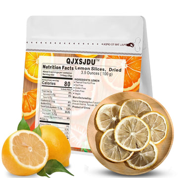 Dehydrated Dried Lemon Slices (3.5 Oz/100G) Fresh No Sugar Added Real Lemons Fruit Cut Snacks Bags For Old Fashion Cocktail Garn