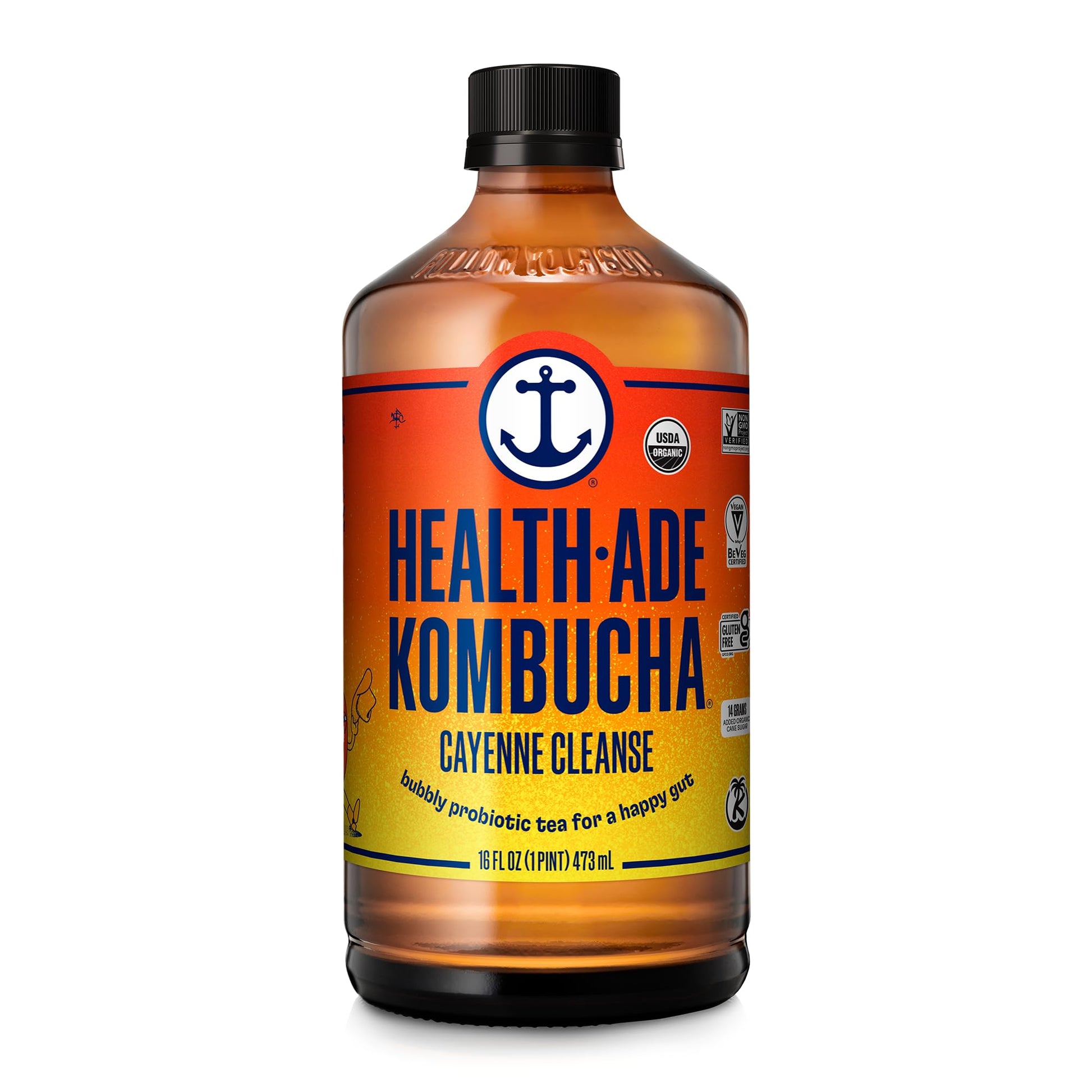 Health-Ade Kombucha Tea Organic Drink, Non-GMO, Vegan, Gluten Free, 16 Fl Oz Bottles, 12 Pack