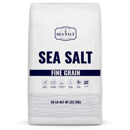 Bulk Kosher Fine Sea Salt for Commercial Use, Food Grade Non-Iodized with No Additives, Pure & Unrefined Kosher Salt, 50 lb Bag