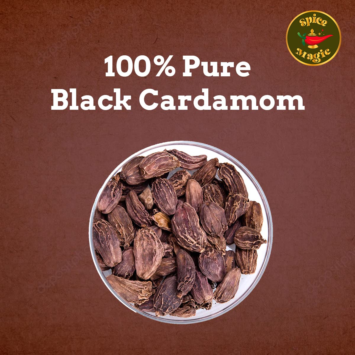Spice Magic Herbs & Spices ~ 100% Pure, Aromatic & Natural I Gluten-Free I Non-Gmo I Indian Origin (3.5Oz (100G), Black Cardamom
