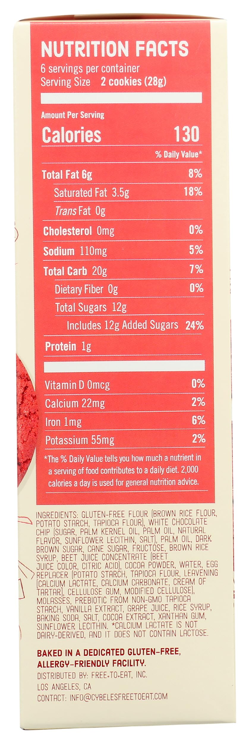 CYBELES FREE TO EAT Red Velvet Cookies, 6 OZ