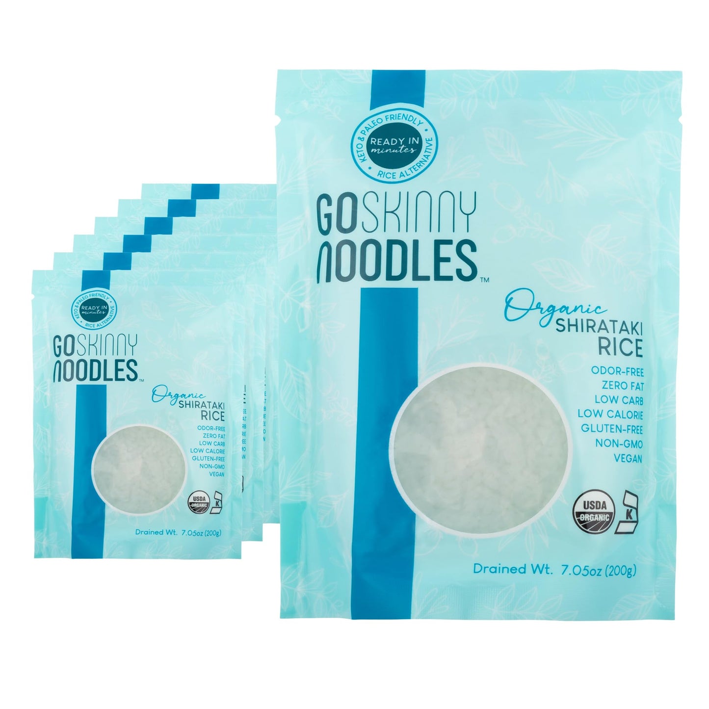 GoSkinny Noodles Rice, Organic Shirataki & Konjac, Low Carb, Gluten Free, Vegan, 7.05 Ounce (Pack of 6)