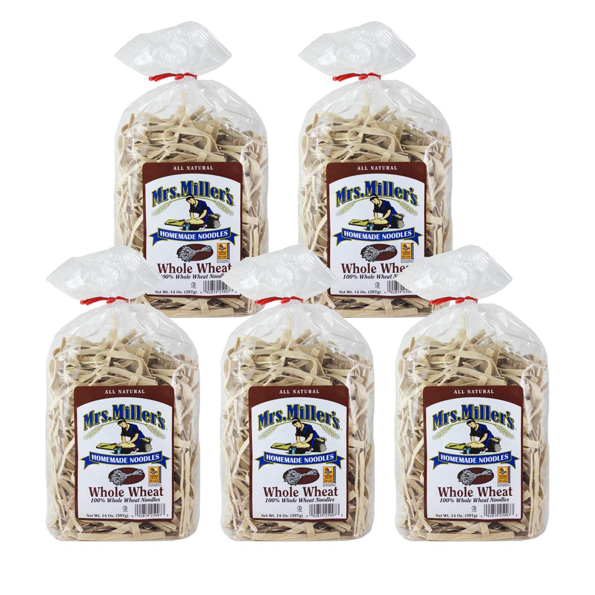 Mrs. Millers Homemade Noodles, Whole Wheat, All Natural & Cholesterol Free, 14 OZ (Pack of 5)