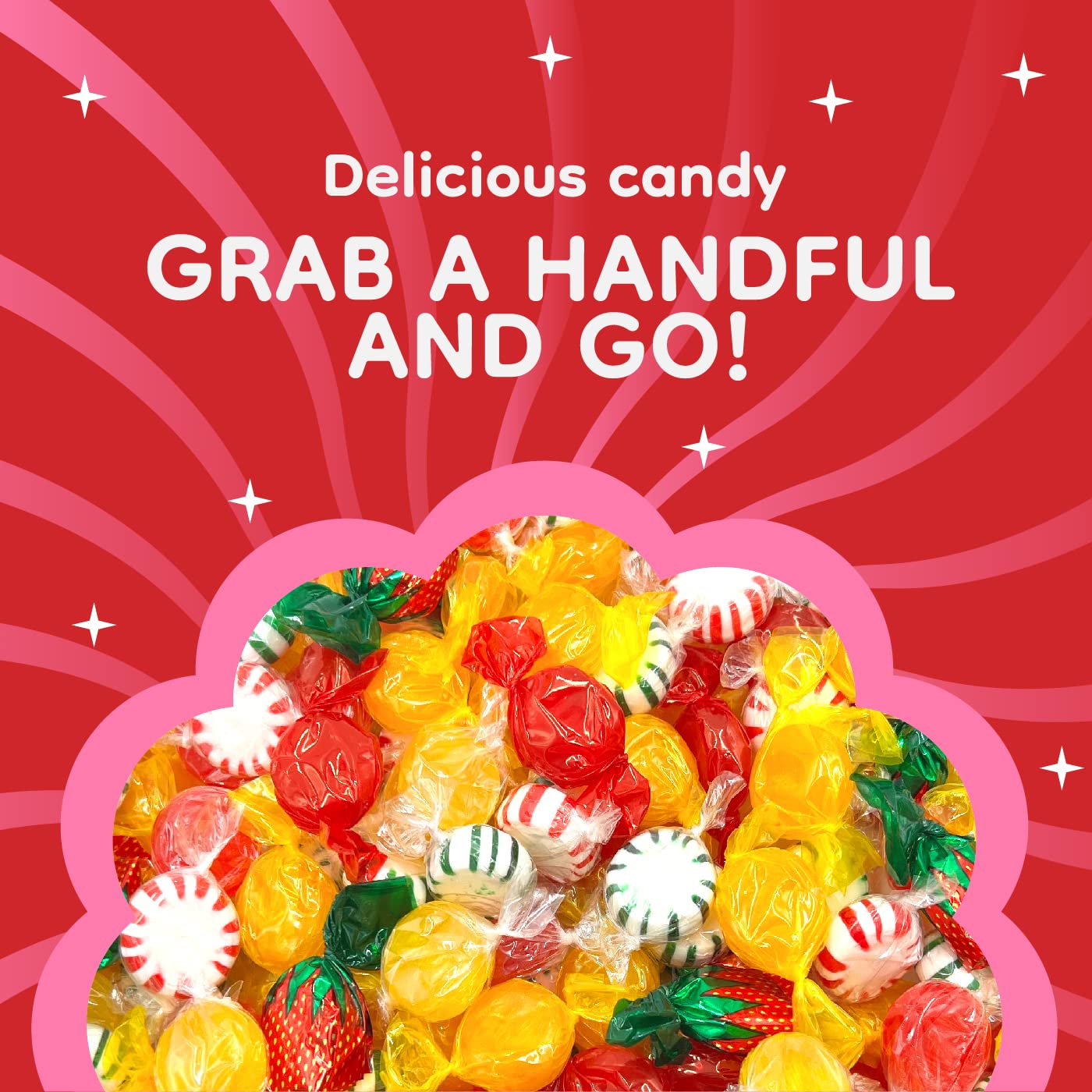 Hard Candy Party Mix | 6 Pound Bulk Bag | Mint, Cinnamon, Butterscotch, Fruit Flavors | Individually Wrapped - Approx. 450 Count