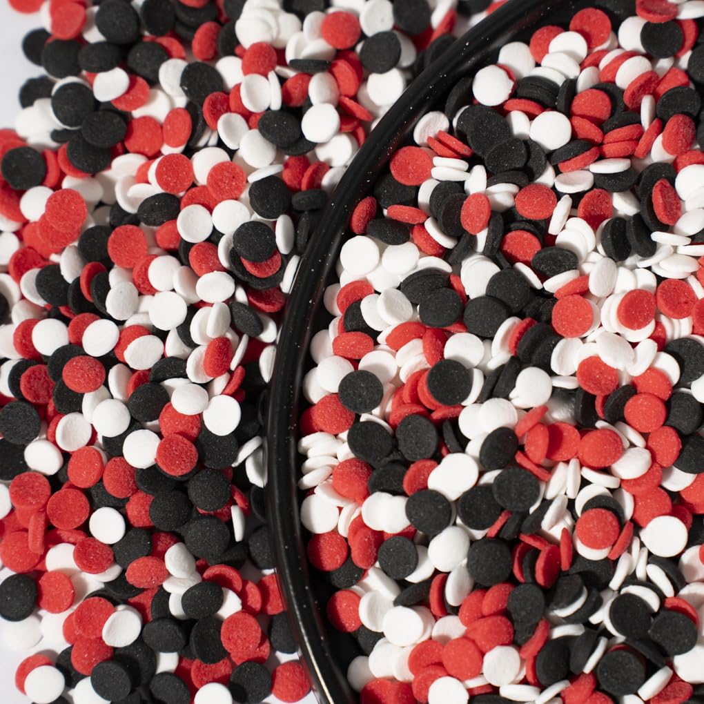 NIPEOR Rainbow Sprinkles,Red Black Confetti Sprinkles 3.53oz/100gEdible Sprinkle Topping Confetti Sprinkles, Round Sprinkles for