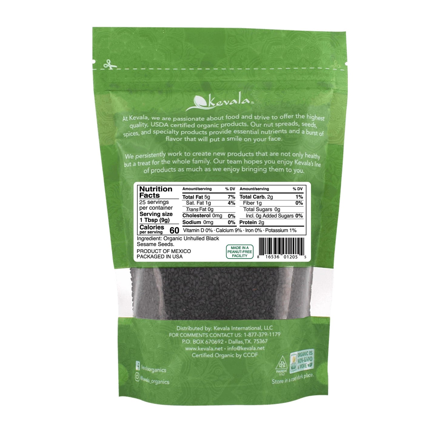 Organic Raw Black Sesame Seeds (Unhulled) - Allergen Friendly Seeds Made in Facility Free of Peanuts and Tree Nuts, Can Be Used