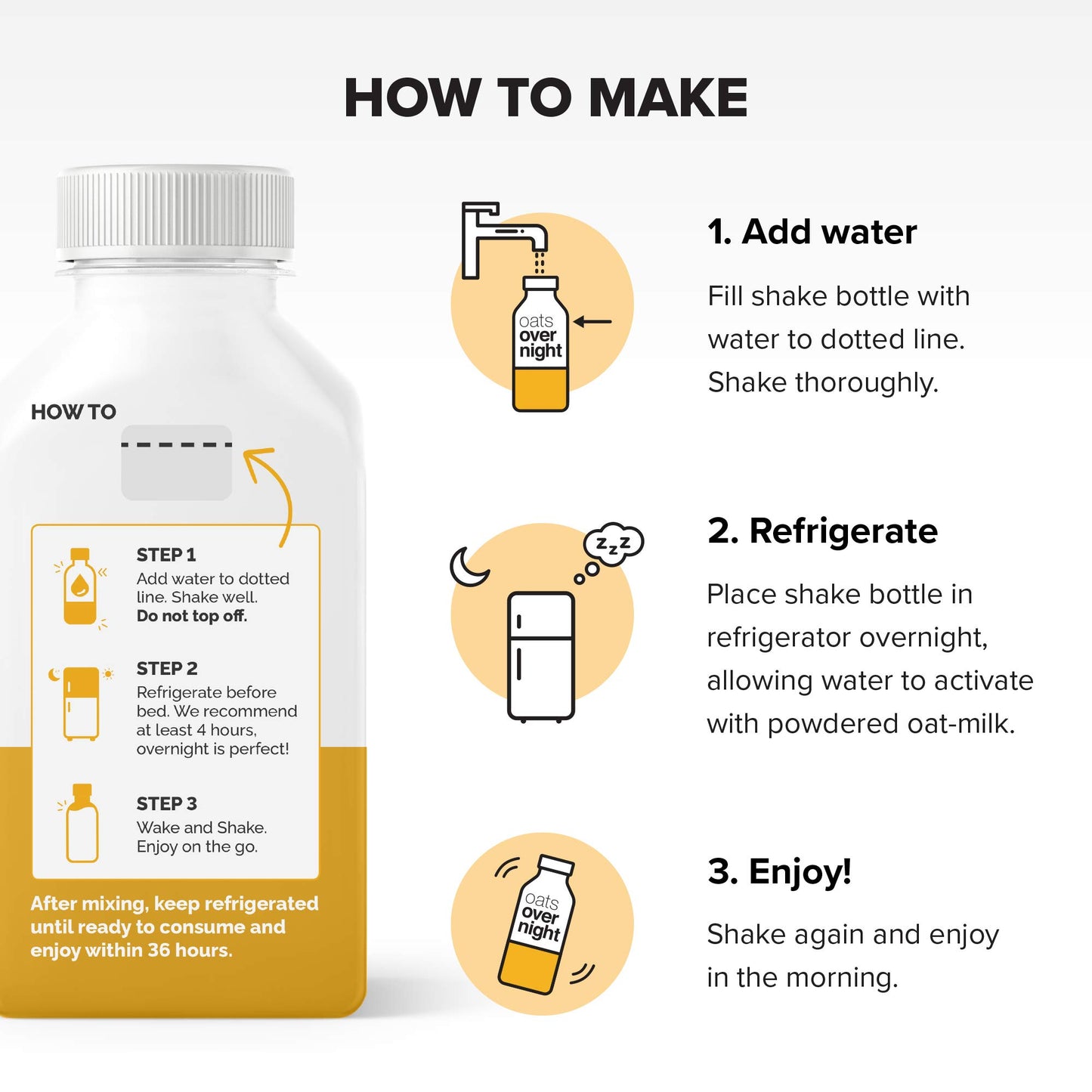 Oats Overnight Maple Brown Sugar Bottled Shake - Gluten Free, Non-GMO, Vegan Friendly Breakfast Meal Replacement Shake with Powd
