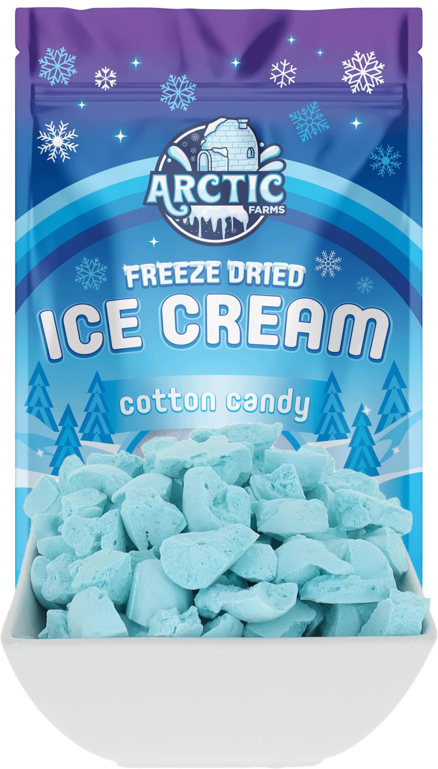 Arctic Farms Freeze Dried Ice Cream Bits Bagged And Boxed - Does Not Melt (Blue Cotton Candy)
