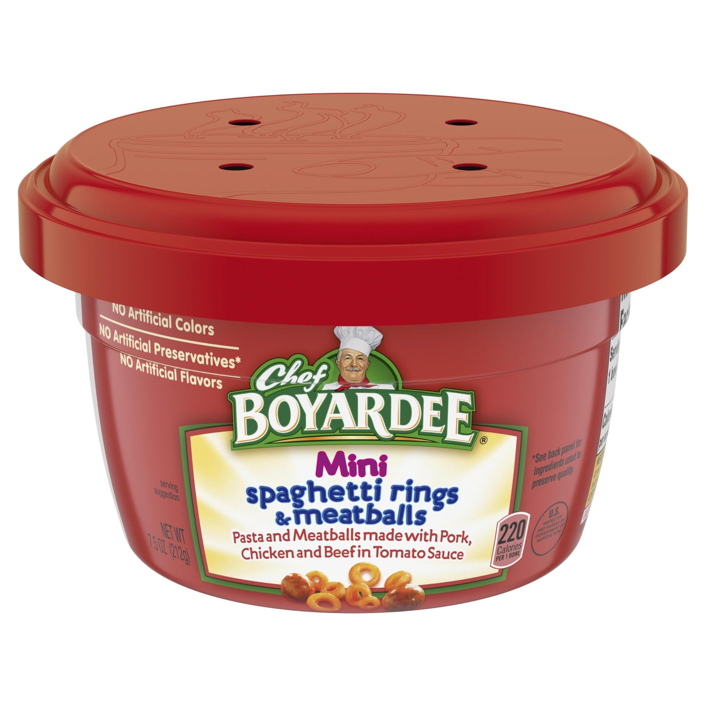 Chef Boyardee Mini Spaghetti Rings & Meatballs, 7.5 Oz. Microwavable Bowls (Pack Of 12)