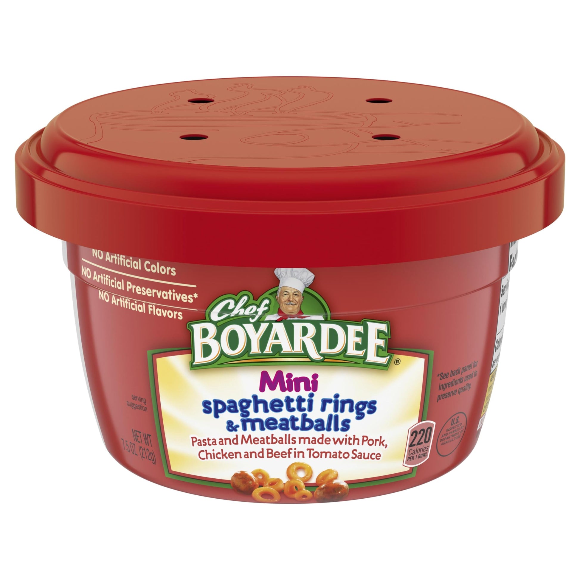 Chef Boyardee Mini Spaghetti Rings and Meatballs, Microwave Food, 7.5 OZ Microwaveable Bowl (12 Bowls)