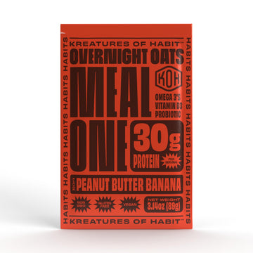 Kreatures Of Habit Meal One | Overnight & Instant Superfood Protein Meal Replacement | Gluten Free, Dairy Free, 30G Of Plant Based Protein, With No Added Sugar | Peanut Butter Banana | Pack Of 7