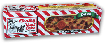 Old Fashion Claxton Fruit Cake - 1 Lb. Dark Recipe - Wrapped for Freshness in our Signature Claxton Carton