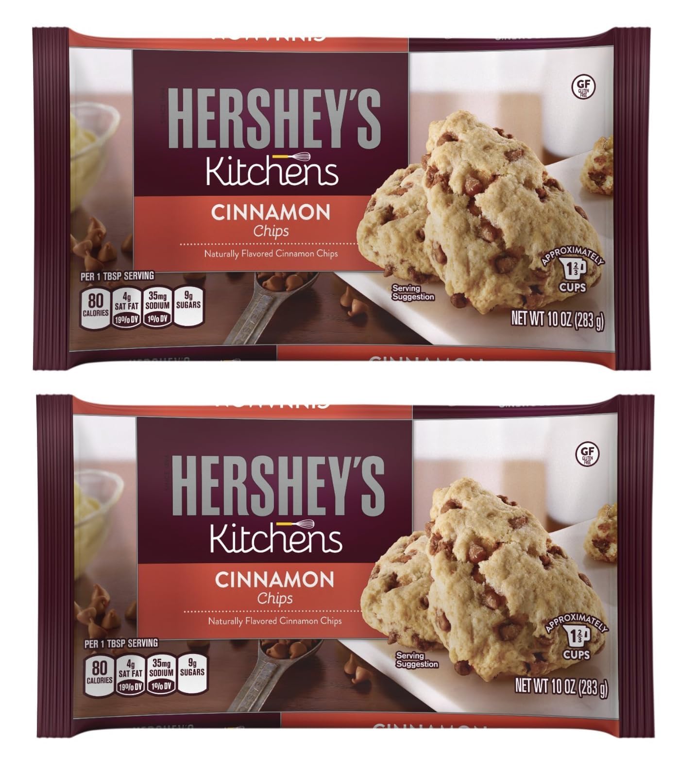 Hershey Cinnamon Baking Chips - 10 oz Bags - Pack of 2 - Great for baking and Snacking on - Perfect to Give a Bag and Use a Bag for Yourself