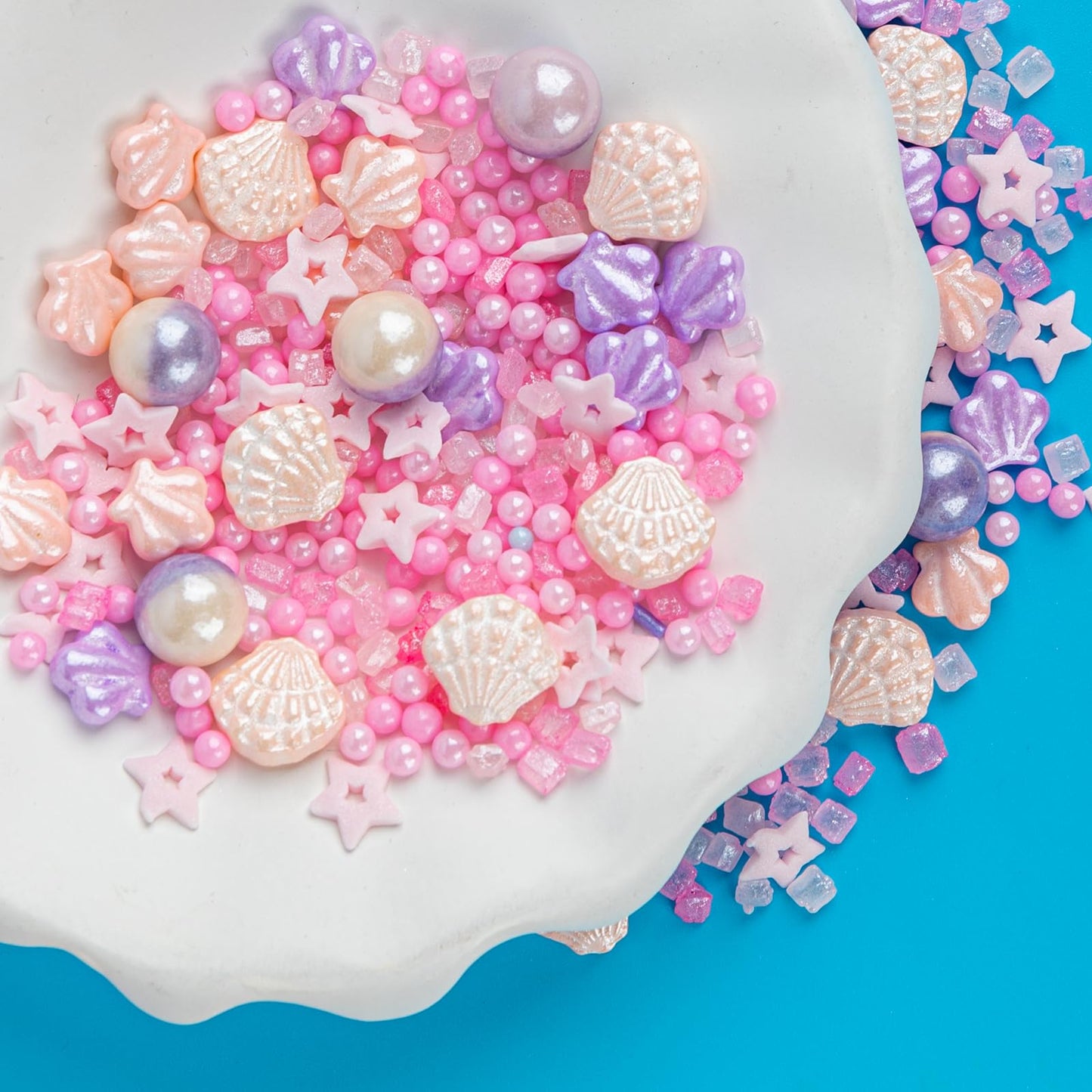 Twisweet Seashell Sprinkles, Edible Pink Sugar Sprinkles, Ocean Theme Cake Topper, 130g/4.58oz, Pink Beach Color
