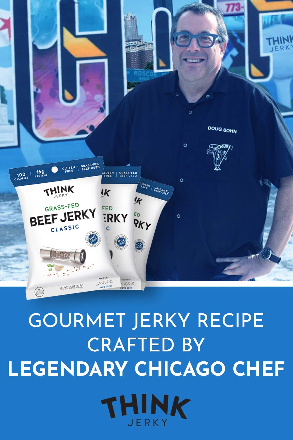 Think Jerky Beef and Turkey Jerky Variety Pack, 2.2 Ounce Bags, Pack of 4, Includes Classic, Sweet Chipotle, Sriracha Honey, Sesame Teriyaki