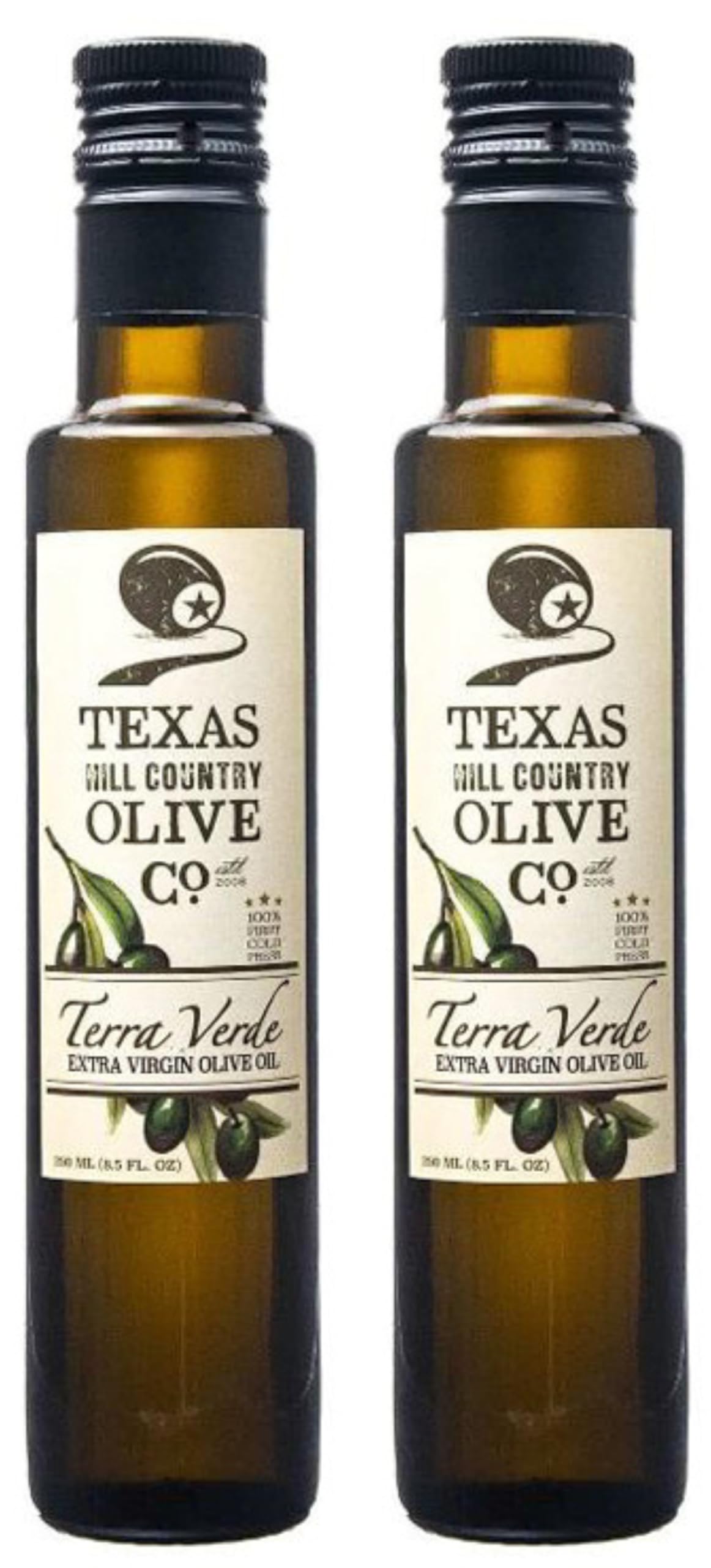 Texas Hill Country Olive Co Extra Virgin Olive Oil - Cold Pressed Gourmet - Rich & Fruity - 250ml (2 Pack)