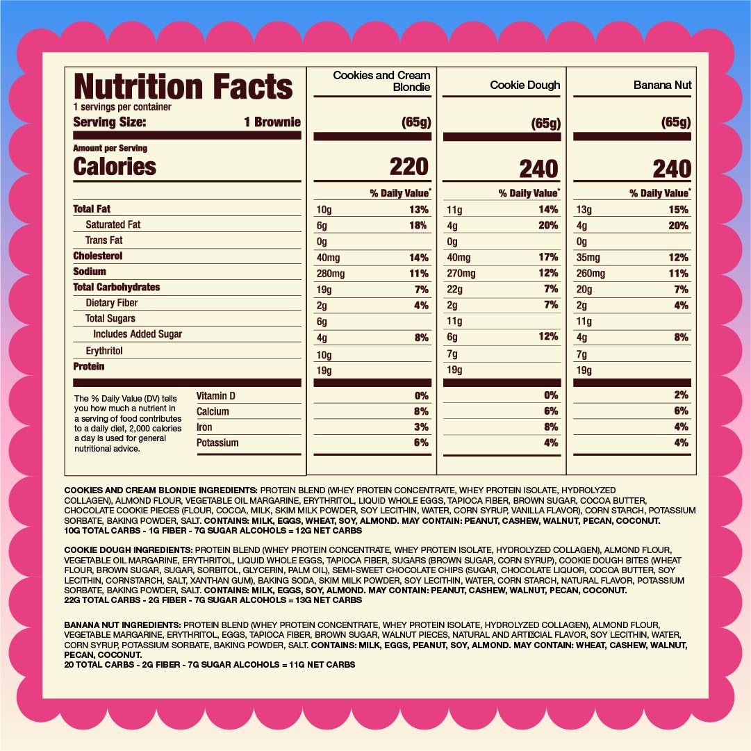 Prime Bites Protein Brownie From Alpha Prime Nutrition Products | High Protein, Collagen Fortified Low Sugar Treat | Delicious Snack | 12 Bars Per Box (Variety Pack)