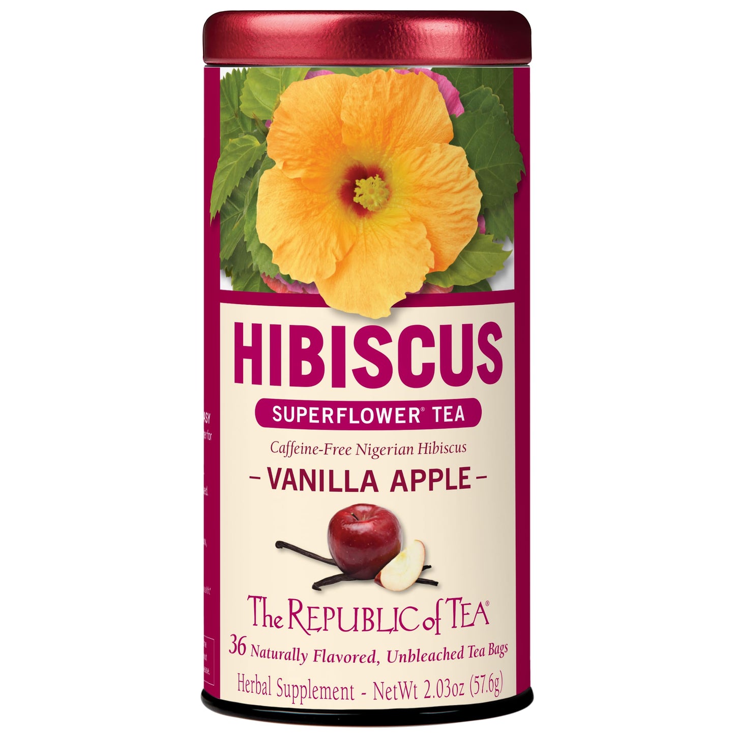 The Republic Of Tea, Vanilla Apple Hibiscus, 36-Count