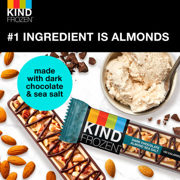 KIND FROZEN Plant Based Frozen Treat Bar, Dark Chocolate Almond Sea Salt & Nut Treat Bars, 5 Pack, 1.6 Oz Bars