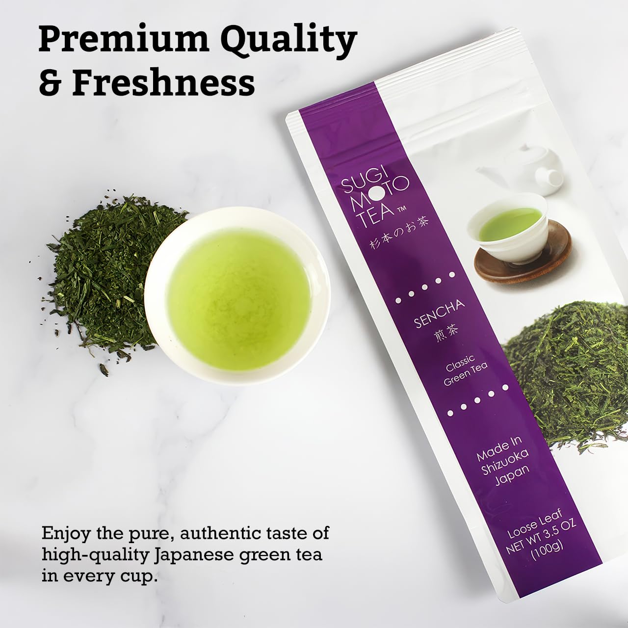 Sugimoto Tea Japanese Green Tea Loose Leaf 3.5 Oz (100 G) Pack Of 1, Traditional Deep Steamed Fukamushi Sencha Teas Made In Shiz