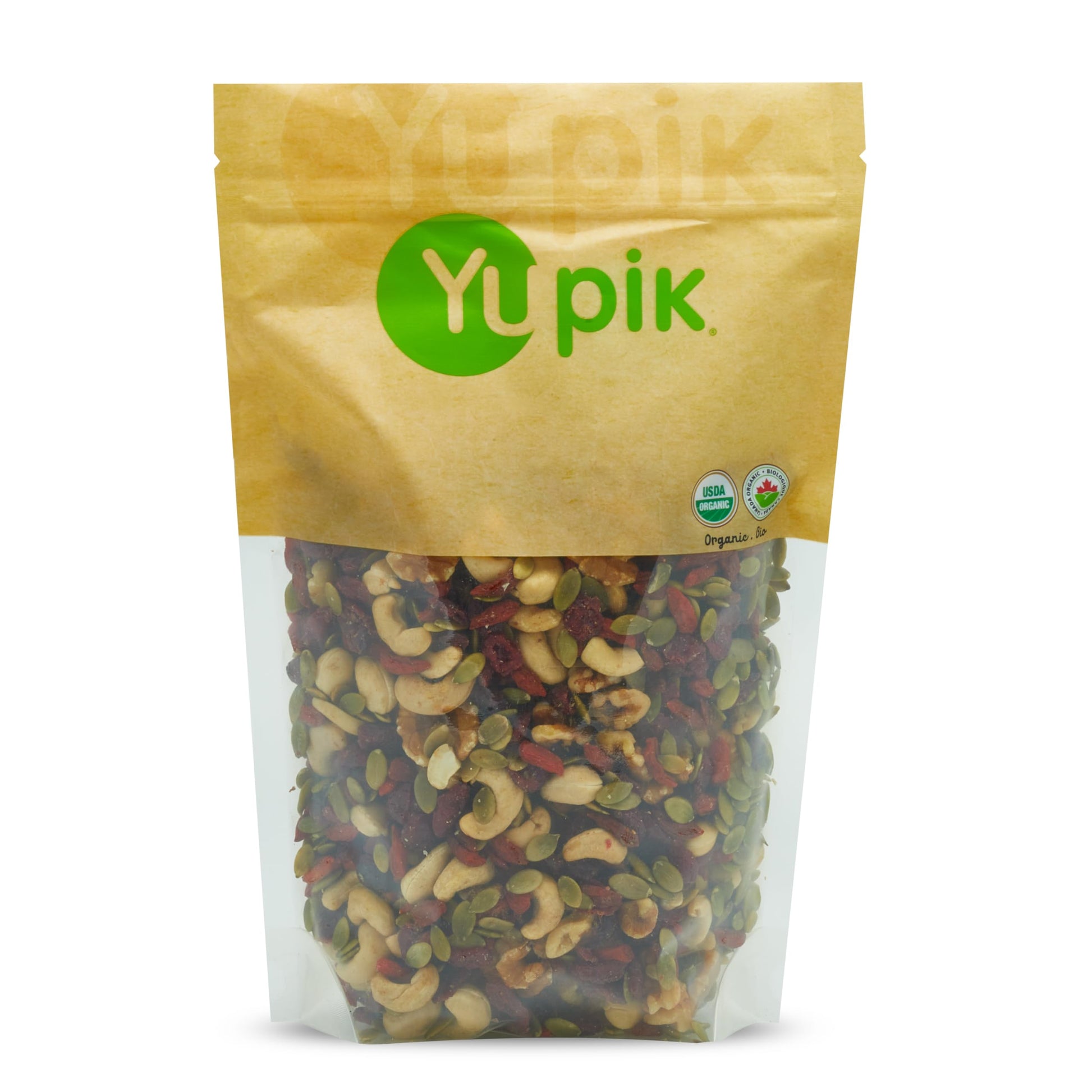 Yupik Trail Mix, Organic Goji Sport, 2.2 lb, An organic mix of pumpkin seeds, cashews, walnuts, cranberries, goji berries, Pack 