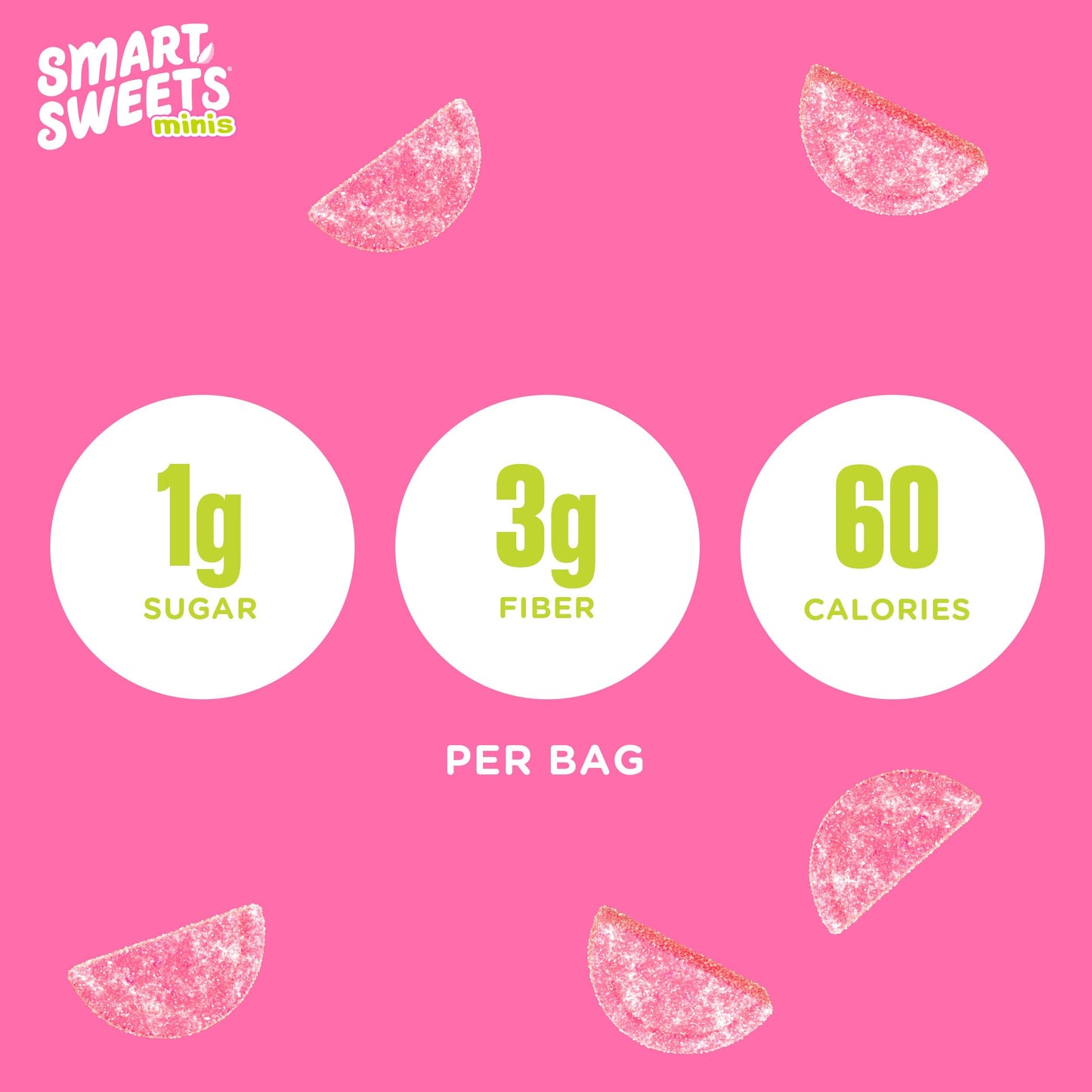 SmartSweets Sourmelon Bites Minis Snack Pack | 0.78 oz (Pack of 8) | Low Sugar and Calorie Sour Gummy Candy | Healthy Snacks for