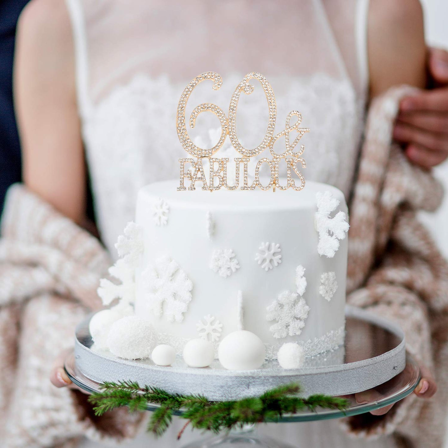 Hatcher Lee Cake Topper 60 Years Birthday or 60th Anniversary, Gold Crystal Rhinestone, Model HCL-306