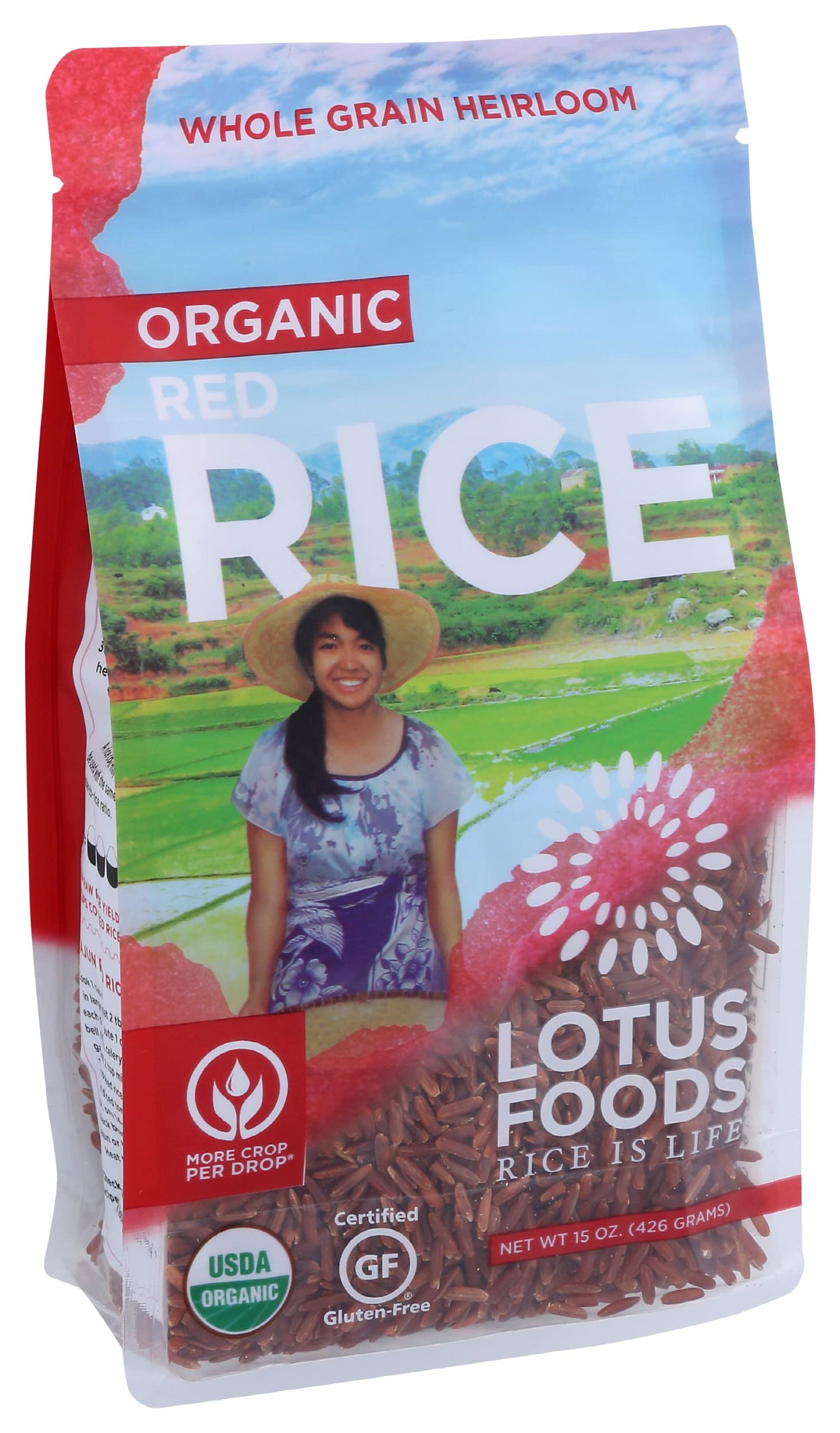 Lotus Foods, Heirloom Bhutan Red Rice, Gluten Free, 15 Oz