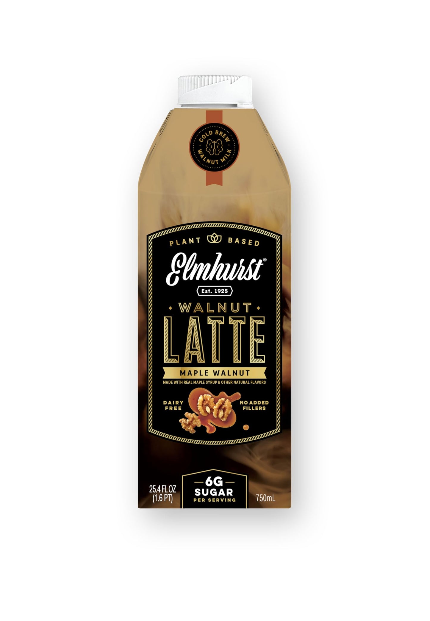 Elmhurst 1925 Maple Walnut Latte, Plant-Based Vegan Milk, 25.4oz (Pack of 6)
