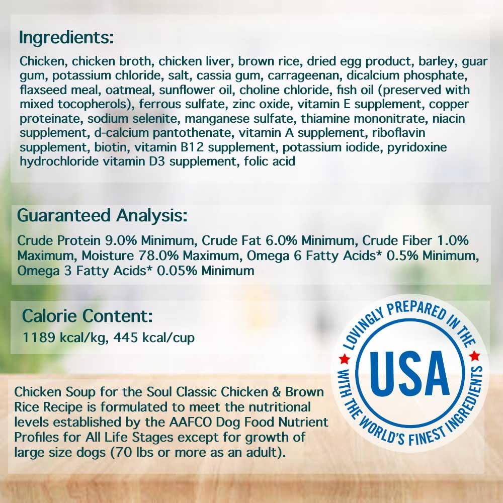 Chicken Soup For The Soul Pet Food - Classic Wet Dog Food, Chicken And Brown Rice Pate Recipesoy Free, Corn Free, Wheat Free | Dry Dog Food Made With Real Ingredients No Artificial Flavors Or Preservatives
