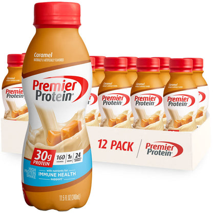 Premier Protein Liquid Protein Shake, Caramel, 30g Protein, 1g Sugar, 24 Vitamins & Minerals, Nutrients to Support Immune Health