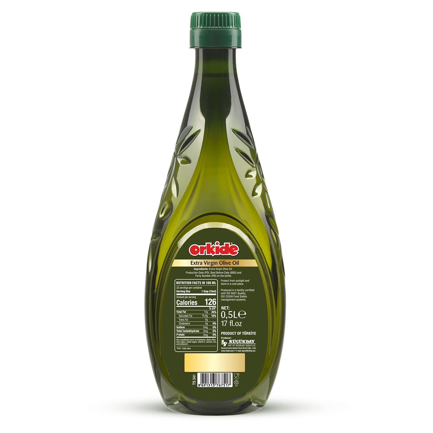Orkide Extra Virgin Olive Oil, Robust Mediterranean Blend, FFA 0.3, Polyphenol+400, 17 fl oz