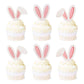 Ercadio 24 Pack Easter Bunny Ear Cupcake Toppers, Glitter Rabbit Ears Cupcake Picks, Easter Day Cake Toppers For Easter Theme Sp