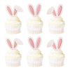 Ercadio 24 Pack Easter Bunny Ear Cupcake Toppers, Glitter Rabbit Ears Cupcake Picks, Easter Day Cake Toppers For Easter Theme Sp