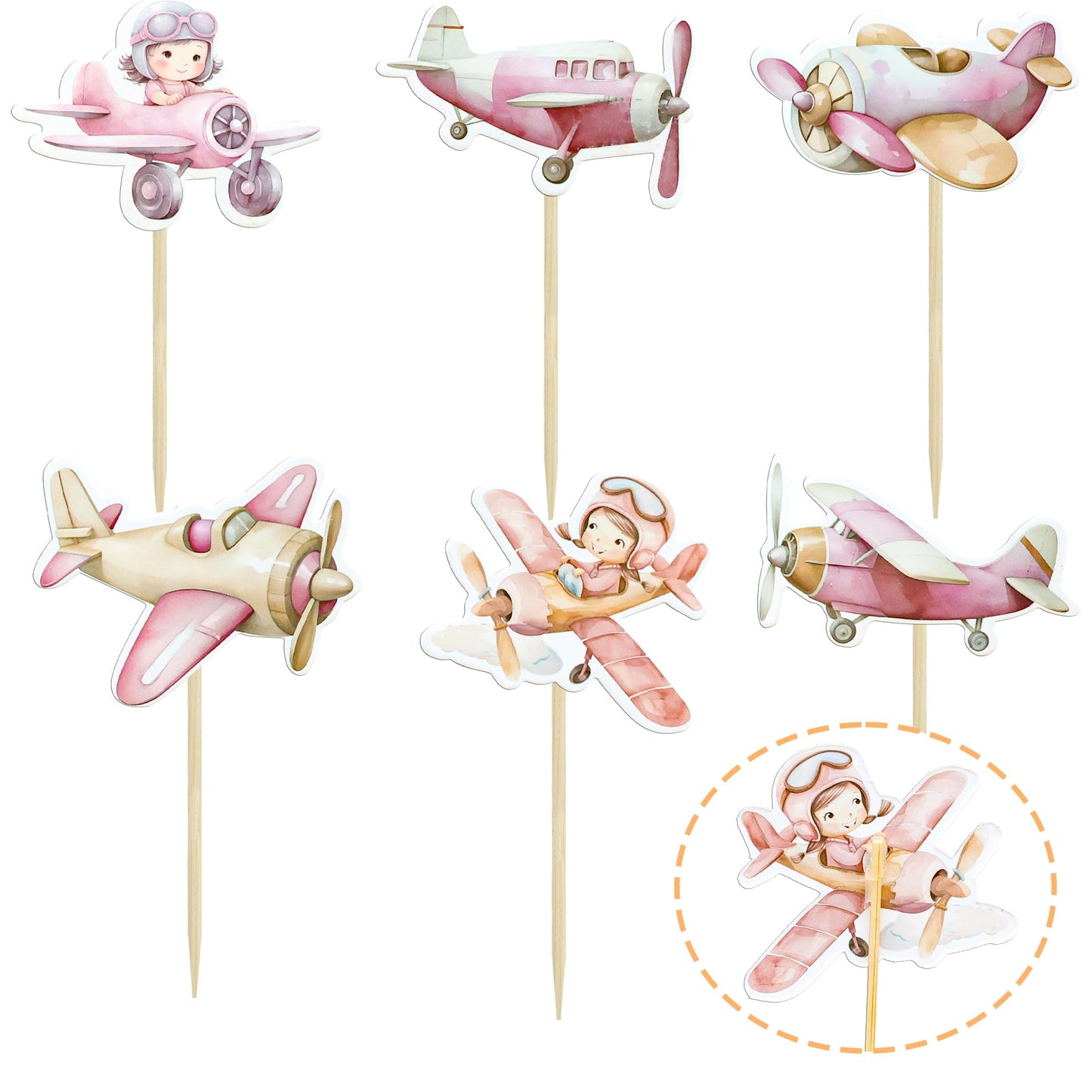 Gyufise 36Pcs Airplane Cupcake Toppers Pilot Aviation Plane Cupcake Picks Airplane Plane Cupcake Decoration For Plane Theme Baby