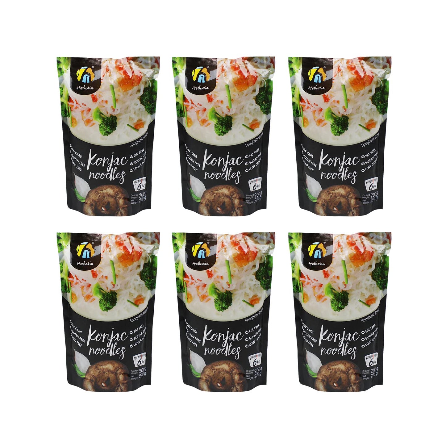 Hethstia Shirataki Noodle Keto Healthy Diet Konjac Spaghetti Low Calorie Low-Carb Pasta Sugar Free, Pre-Cooked And Ready To Eat,